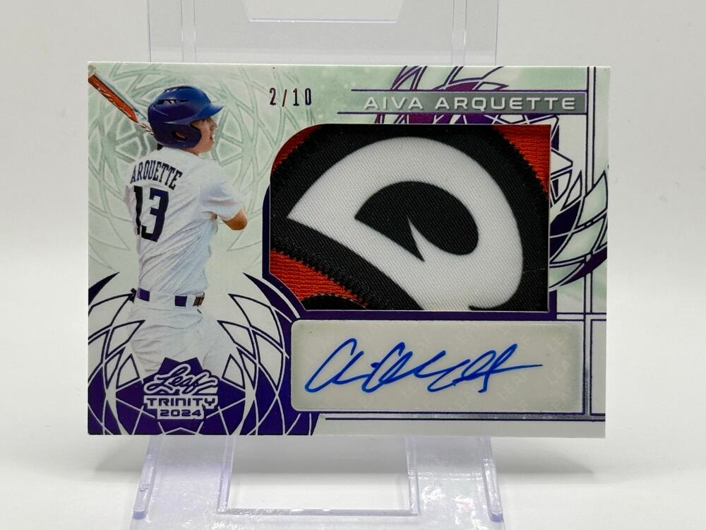 2024 Leaf Trinity Aiva Arquette Purple Jersey Patch Auto 2/10 SSP Miami Marlins